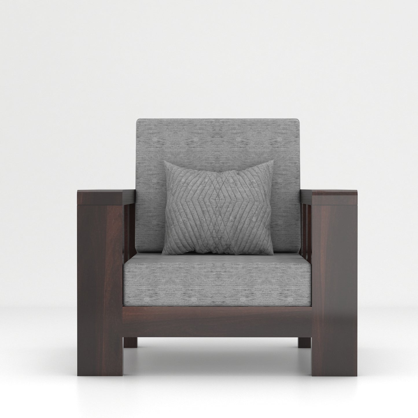 Modern Wooden Sofa Set with Cushions & Center Table | 3+2+1 Living Room