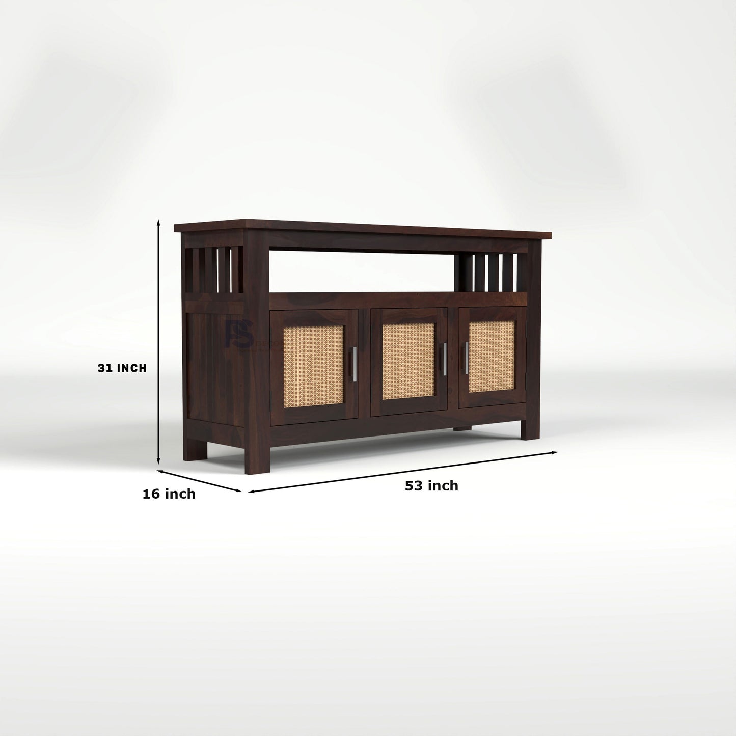 Wooden Sideboard Cabinet with Cane Doors for Living Room