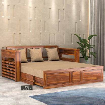 Modern Wooden Sofa Cum Bed 3 Seater For Bedroom