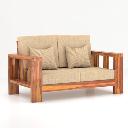 Modern Wooden Sofa Set with Cushions & Center Table | 3+2+1 Living Room