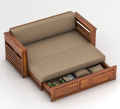 Modern Wooden Sofa Cum Bed 3 Seater For Bedroom