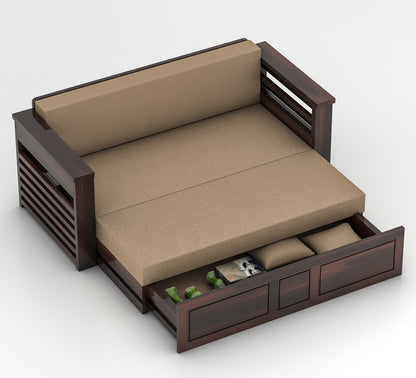 Modern Wooden Sofa Cum Bed 3 Seater For Bedroom