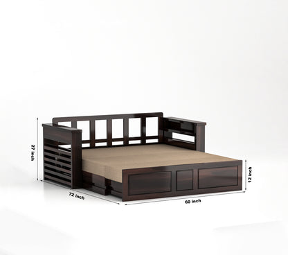 Modern Wooden Sofa Cum Bed 3 Seater For Bedroom