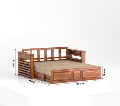 Modern Wooden Sofa Cum Bed 3 Seater For Bedroom
