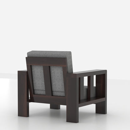 Modern Wooden Sofa Set with Cushions & Center Table | 3+2+1 Living Room