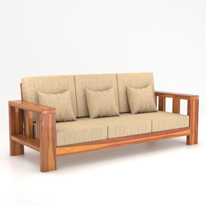 Solid Sheesham Wood Sofa Set | 3 Seater + 2 Single Chairs