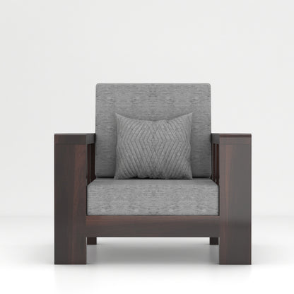 Modern Wooden Sofa Set with Cushions & Center Table | 3+2+1 Living Room