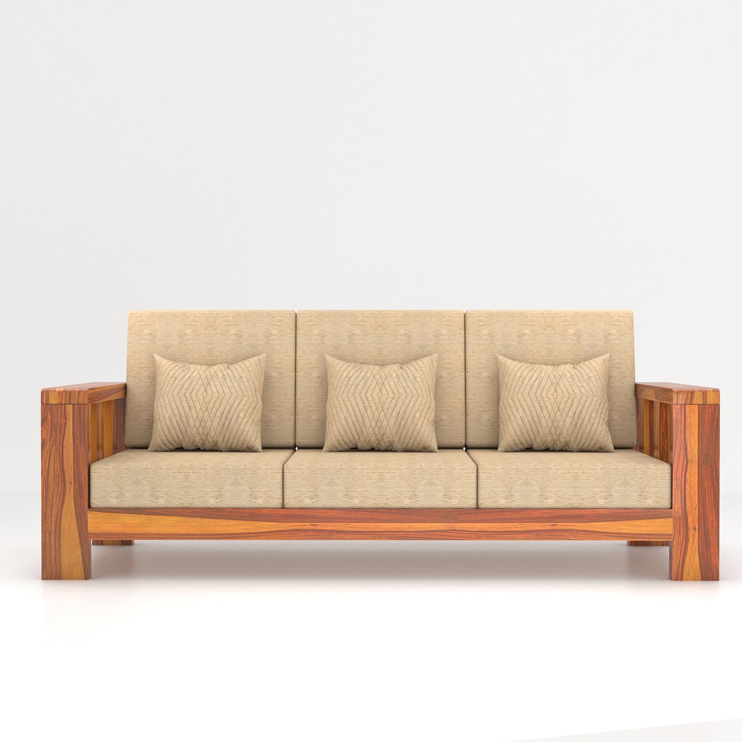Solid Sheesham Wood Sofa Set | 3 Seater + 2 Single Chairs
