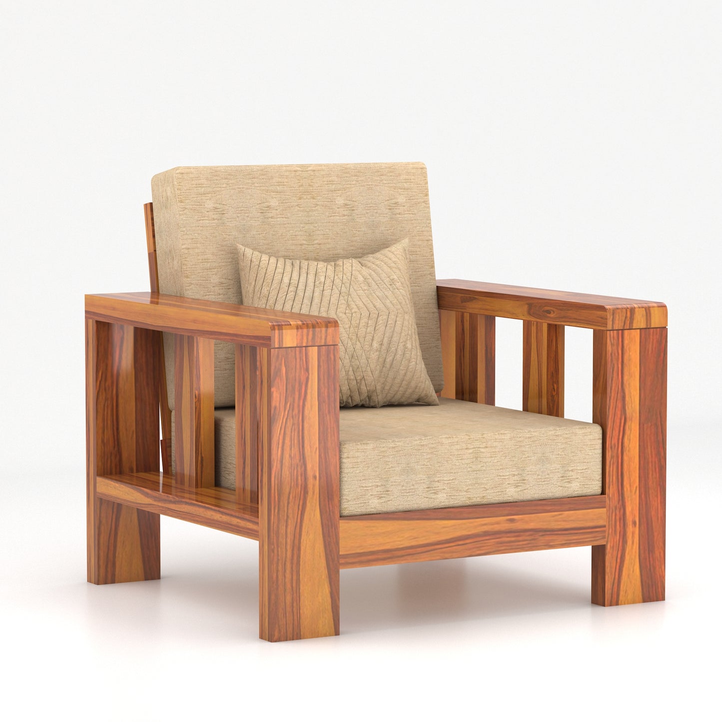 Solid Sheesham Wood Sofa Set | 3 Seater + 2 Single Chairs