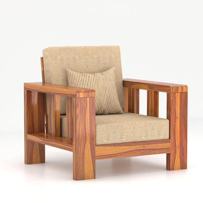 Solid Sheesham Wood Sofa Set | 3 Seater + 2 Single Chairs