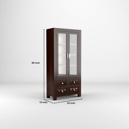 Modern Wooden Glass Door Bookcase Cabinet with Drawers