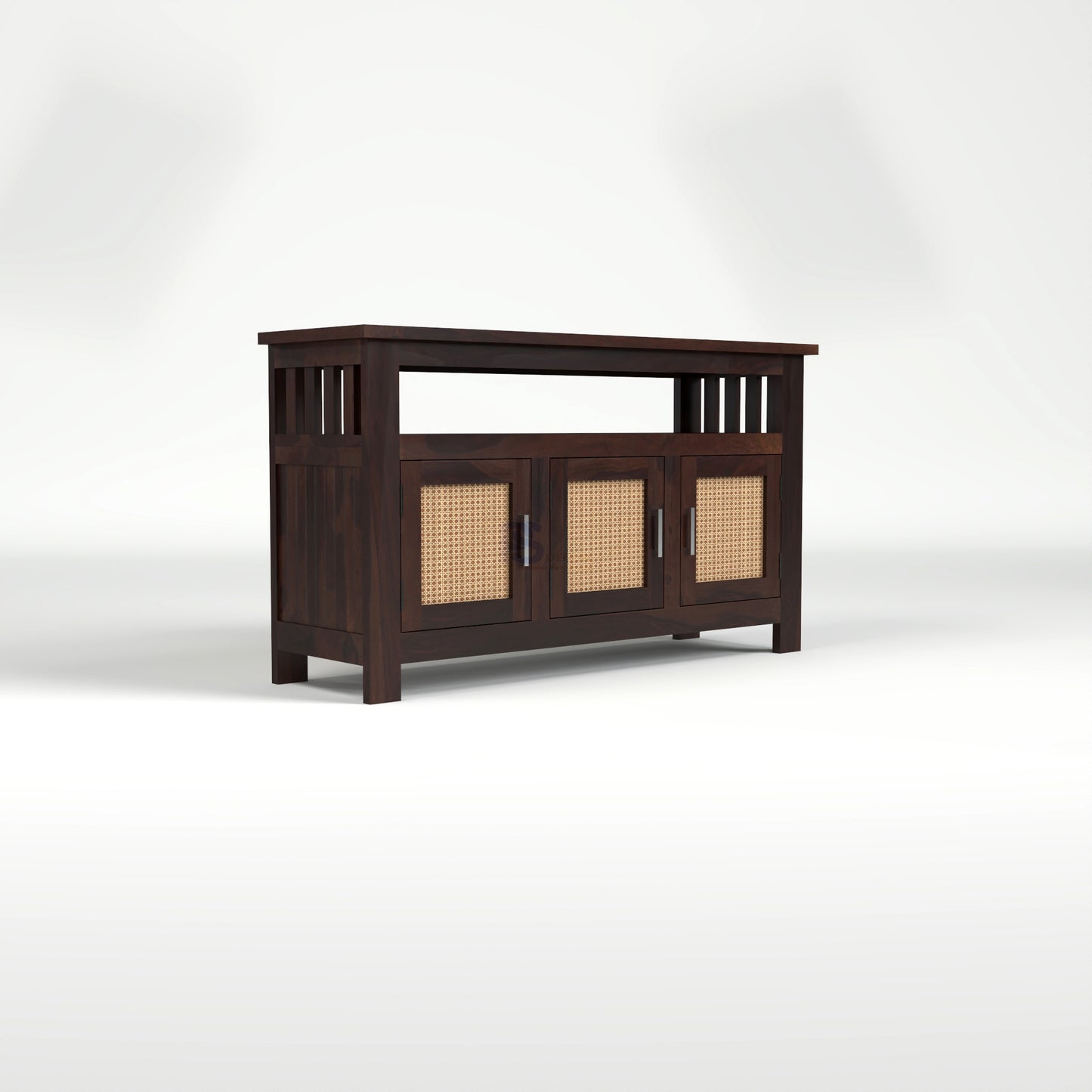 Wooden Sideboard Cabinet with Cane Doors for Living Room