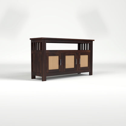 Wooden Sideboard Cabinet with Cane Doors for Living Room