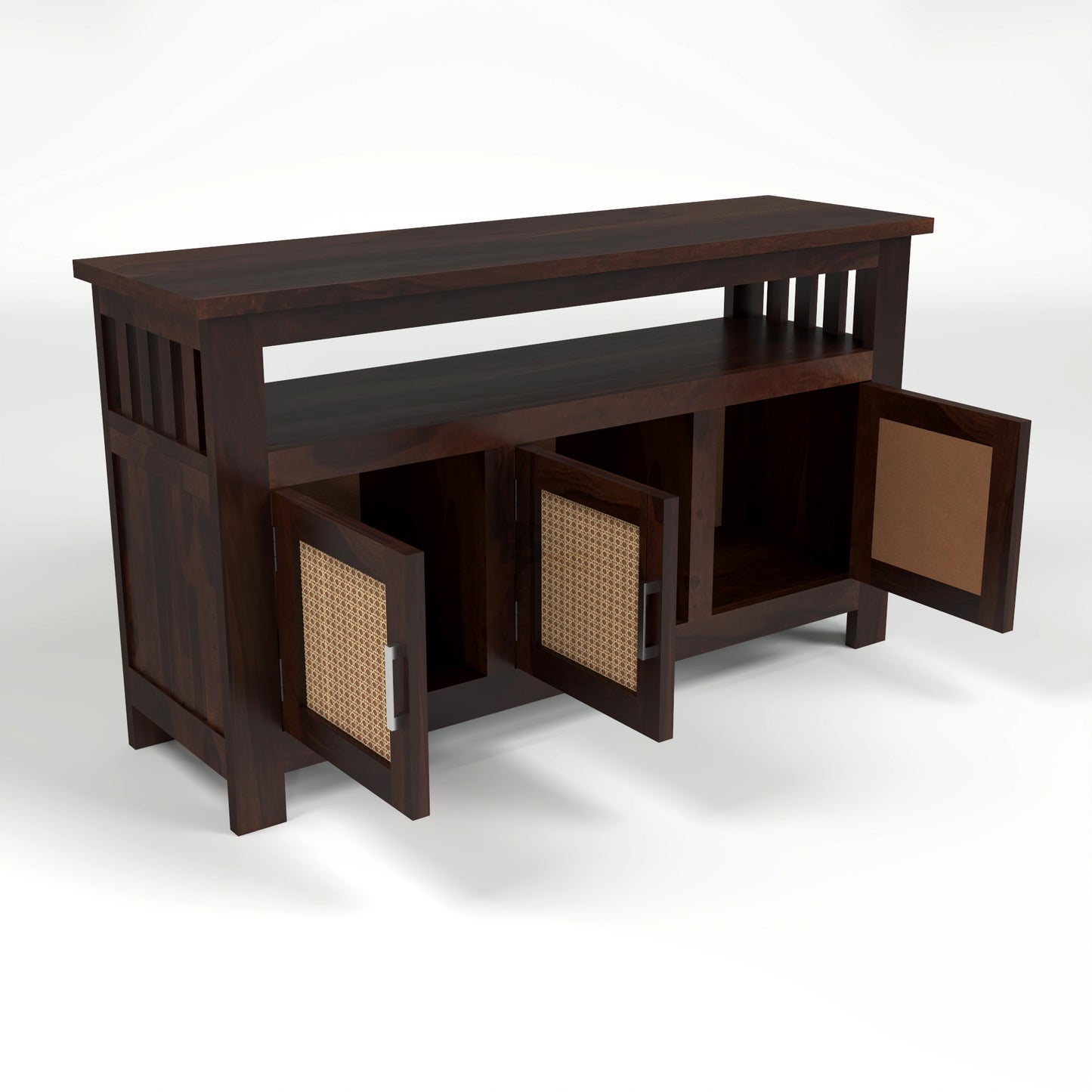Wooden Sideboard Cabinet with Cane Doors for Living Room