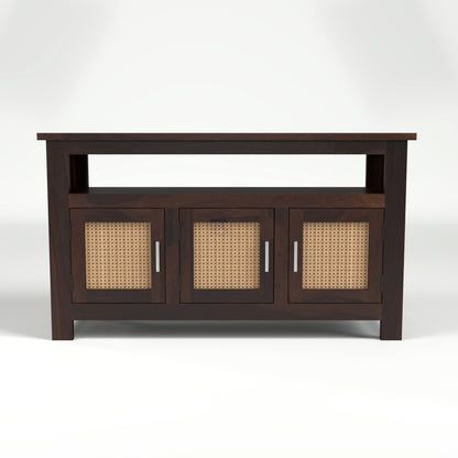 Wooden Sideboard Cabinet with Cane Doors for Living Room