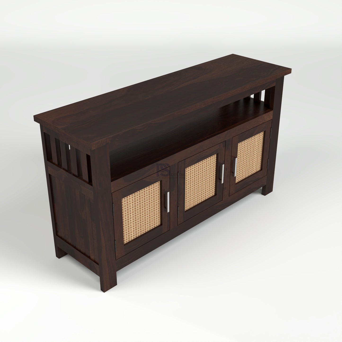 Wooden Sideboard Cabinet with Cane Doors for Living Room