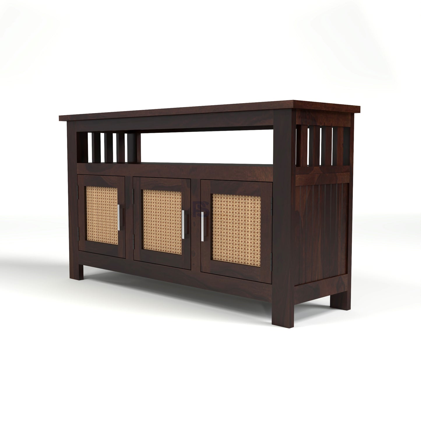 Wooden Sideboard Cabinet with Cane Doors for Living Room