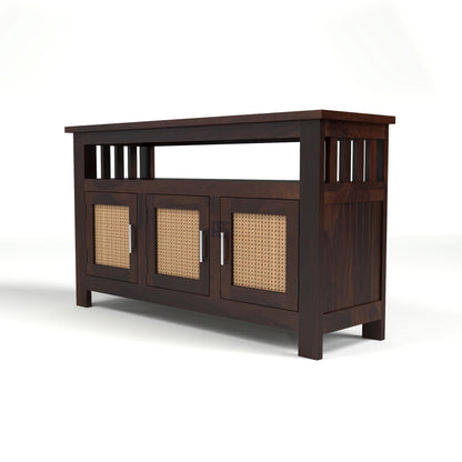 Wooden Sideboard Cabinet with Cane Doors for Living Room
