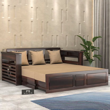 Modern Wooden Sofa Cum Bed 3 Seater For Bedroom