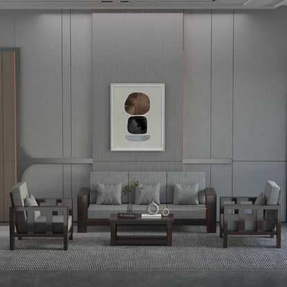 Solid Sheesham Wood Sofa Set | 3 Seater + 2 Single Chairs