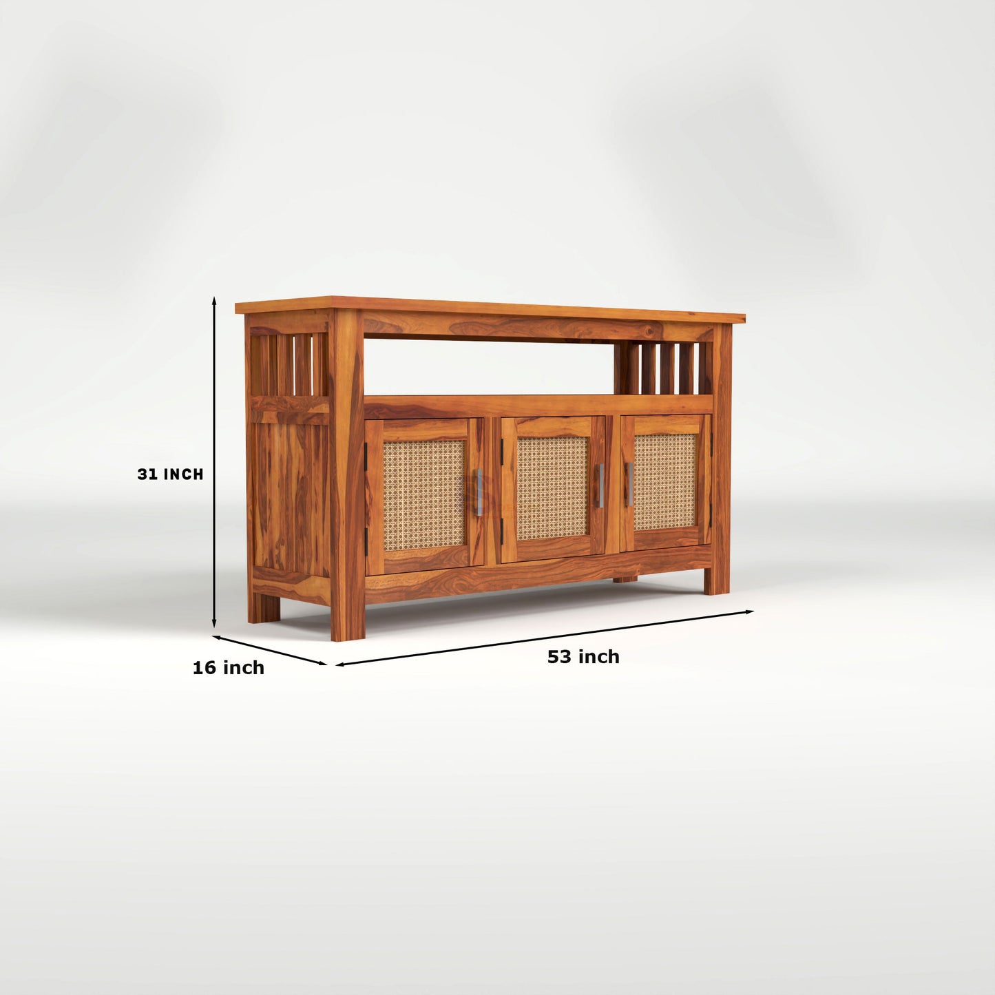 Wooden Sideboard Cabinet with Cane Doors for Living Room