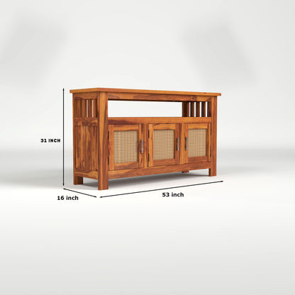 Wooden Sideboard Cabinet with Cane Doors for Living Room
