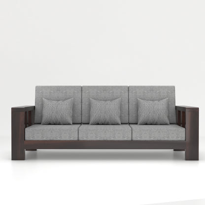 Modern Wooden Sofa Set with Cushions & Center Table | 3+2+1 Living Room