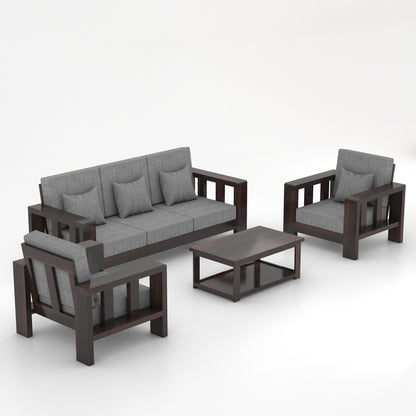 Solid Sheesham Wood Sofa Set | 3 Seater + 2 Single Chairs