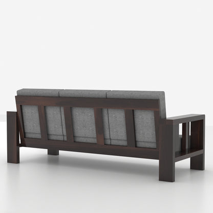 Modern Wooden Sofa Set with Cushions & Center Table | 3+2+1 Living Room