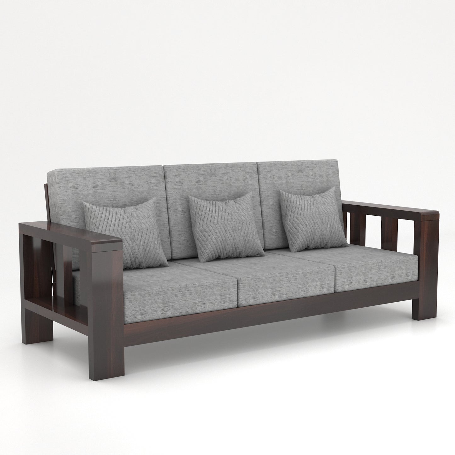 Solid Sheesham Wood Sofa Set | 3 Seater + 2 Single Chairs