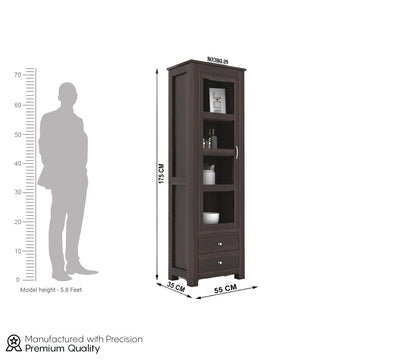 Wooden Glass Door Display Cabinet with Drawers