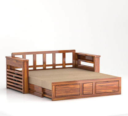 Modern Wooden Sofa Cum Bed 3 Seater For Bedroom