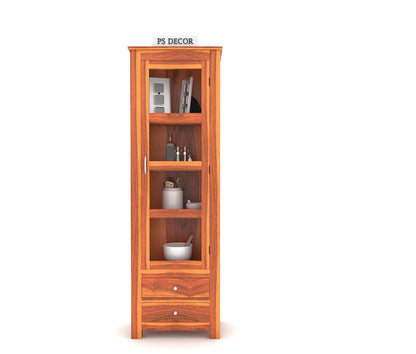 Wooden Glass Door Display Cabinet with Drawers