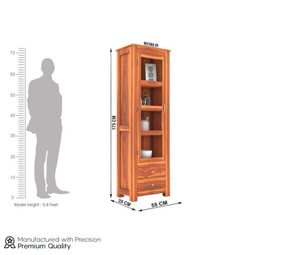 Wooden Glass Door Display Cabinet with Drawers