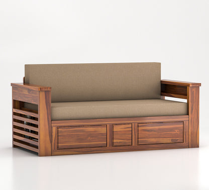 Modern Wooden Sofa Cum Bed 3 Seater For Bedroom