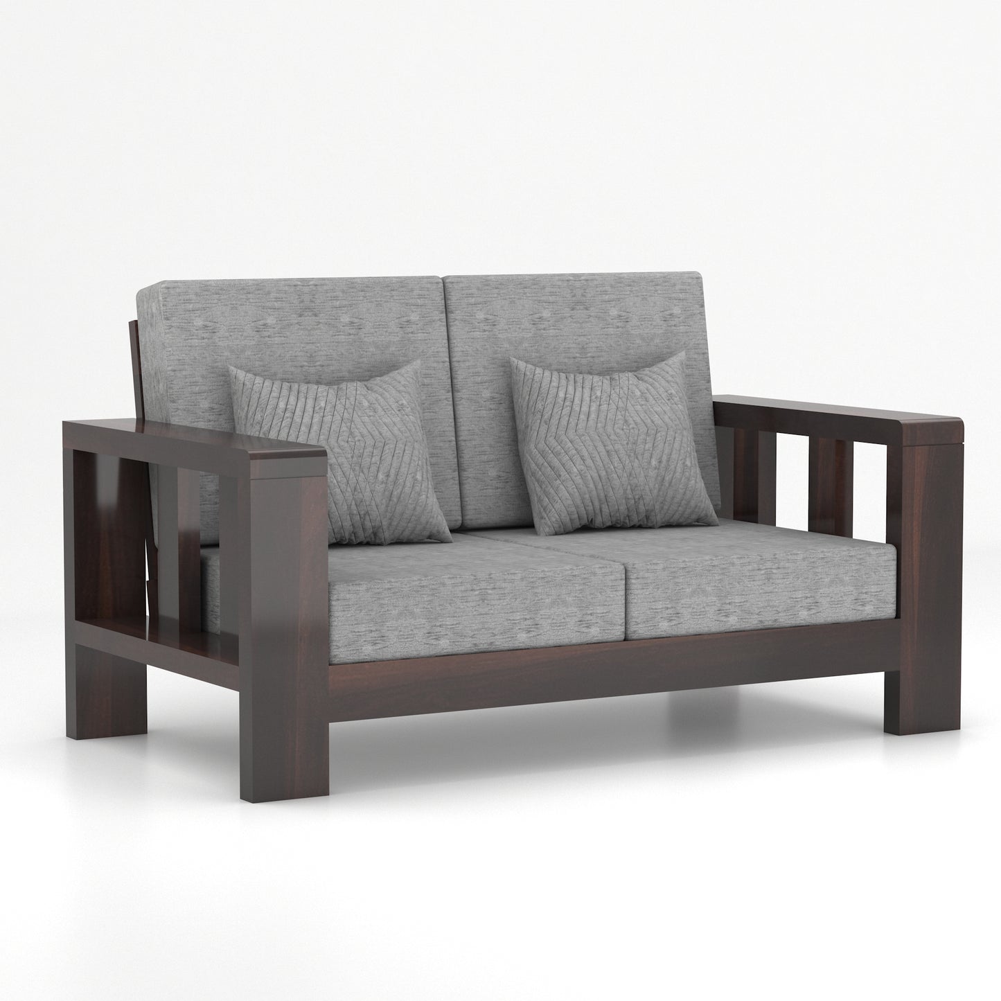 Modern Wooden Sofa Set with Cushions & Center Table | 3+2+1 Living Room