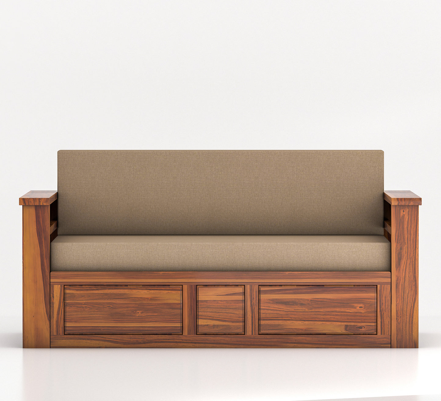 Modern Wooden Sofa Cum Bed 3 Seater For Bedroom