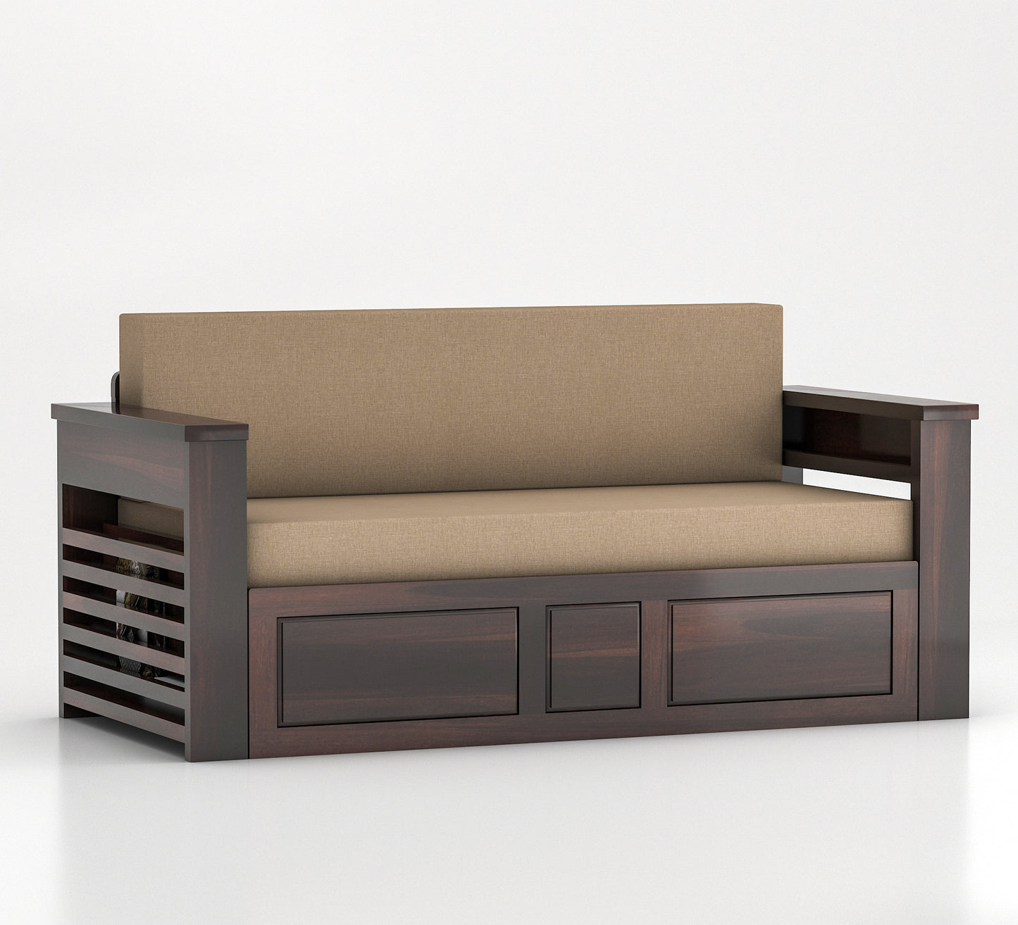 Modern Wooden Sofa Cum Bed 3 Seater For Bedroom